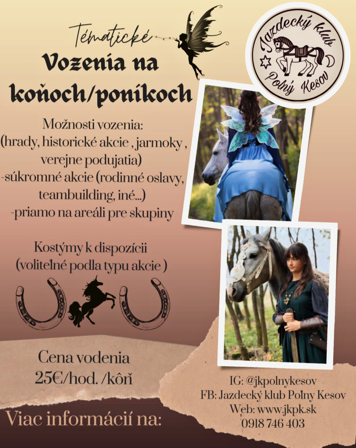 Jazdecký klub Poľný Kesov - Vozenie na koňonch / poníkoch